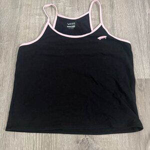 VANS Women's L Tank Top Black Pink Racerback Thin Strap Shirt